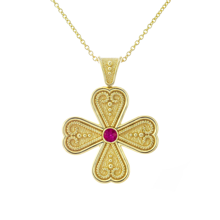 Byzantine Heart Cross with Ruby