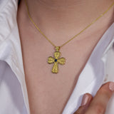 Byzantine Heart Cross with Sapphire