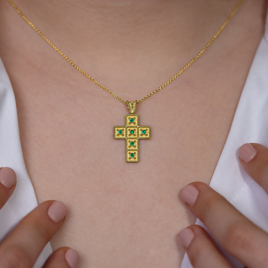 Byzantine Square Cross with Emeralds
