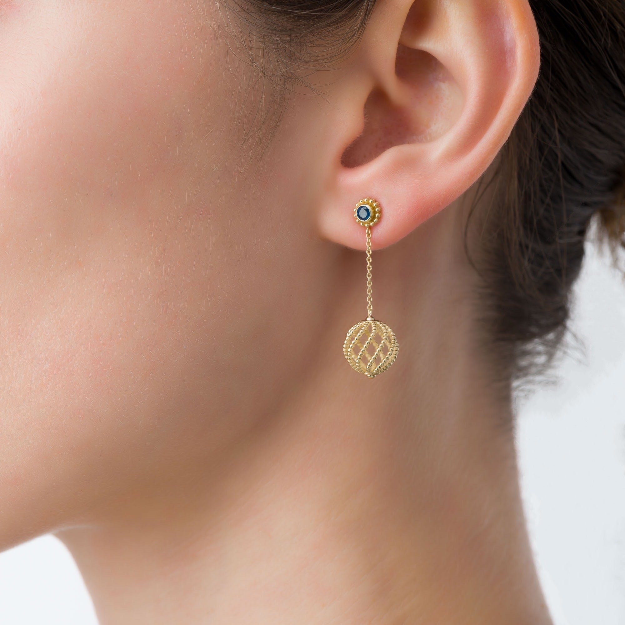 Drop Ball Gold Earrings Odysseus Jewelry