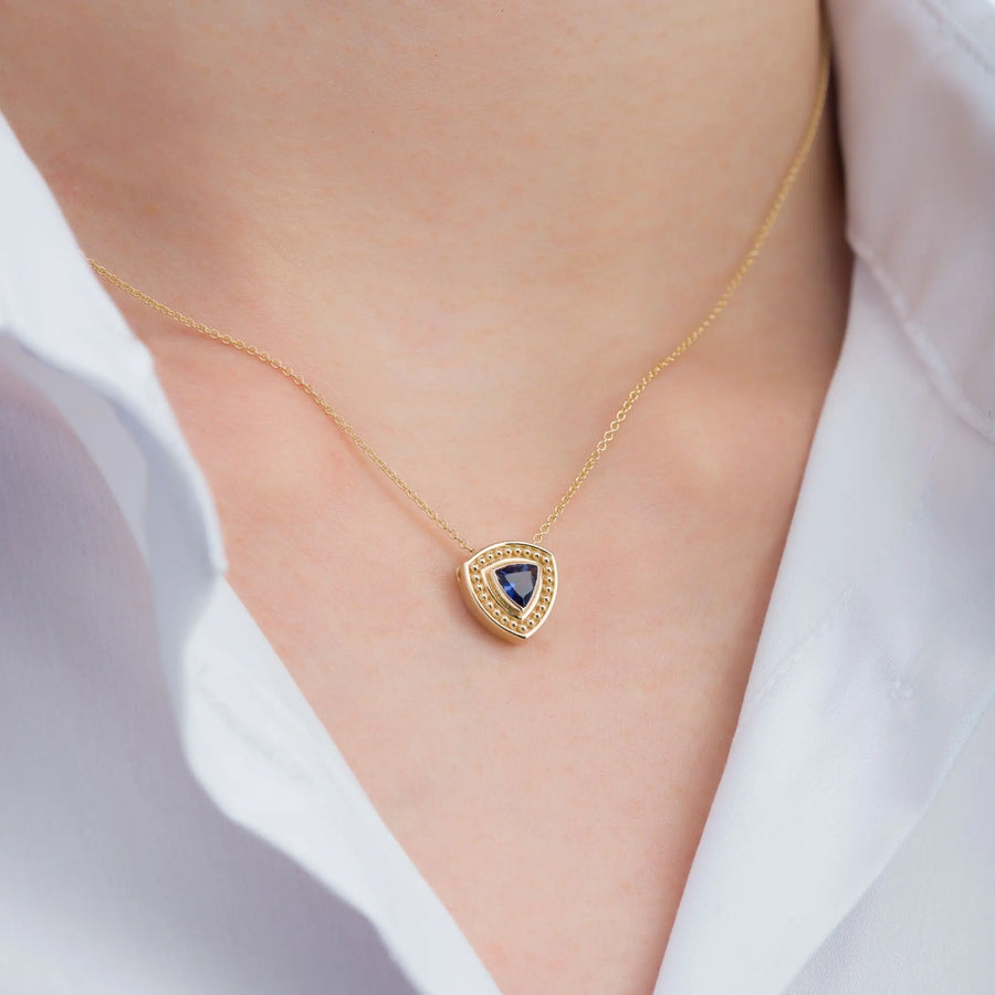 Trillion Iolite Byzantine Gold Pendant