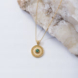 Byzantine Gold Round Emerald Pendant Odysseus Jewelry