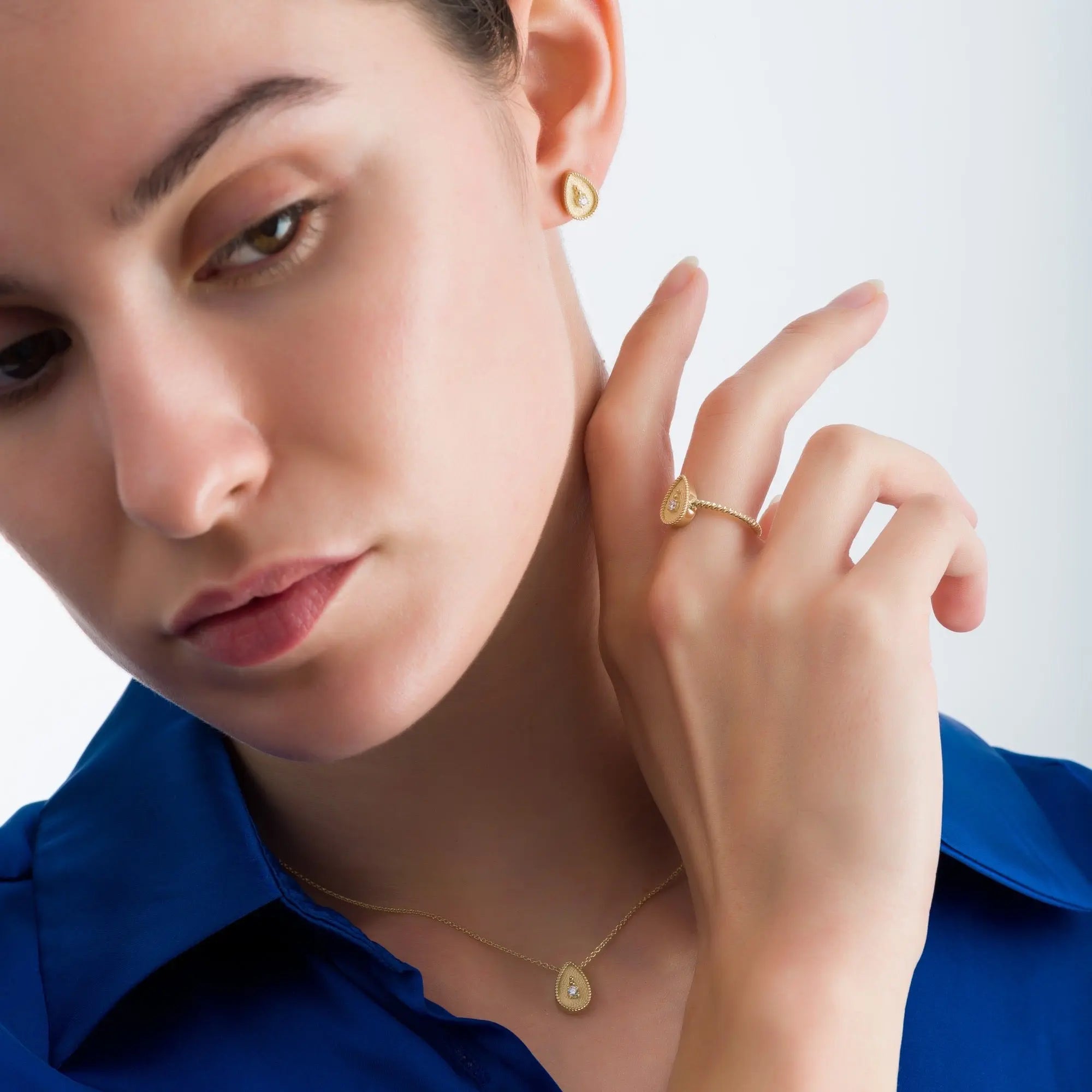 Diamond Gold Pear Ring Odysseus Jewelry