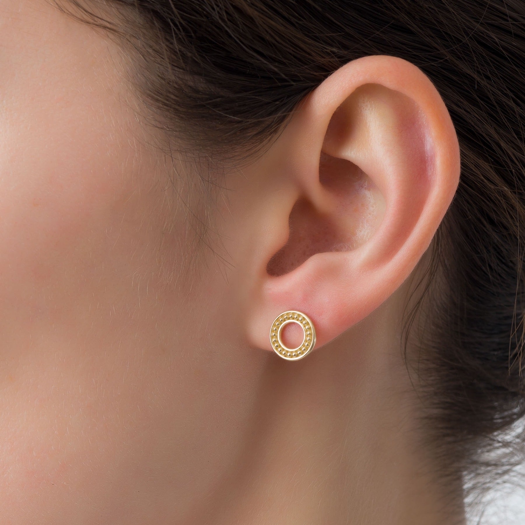 Circle Gold Dot Earrings Odysseus Jewelry