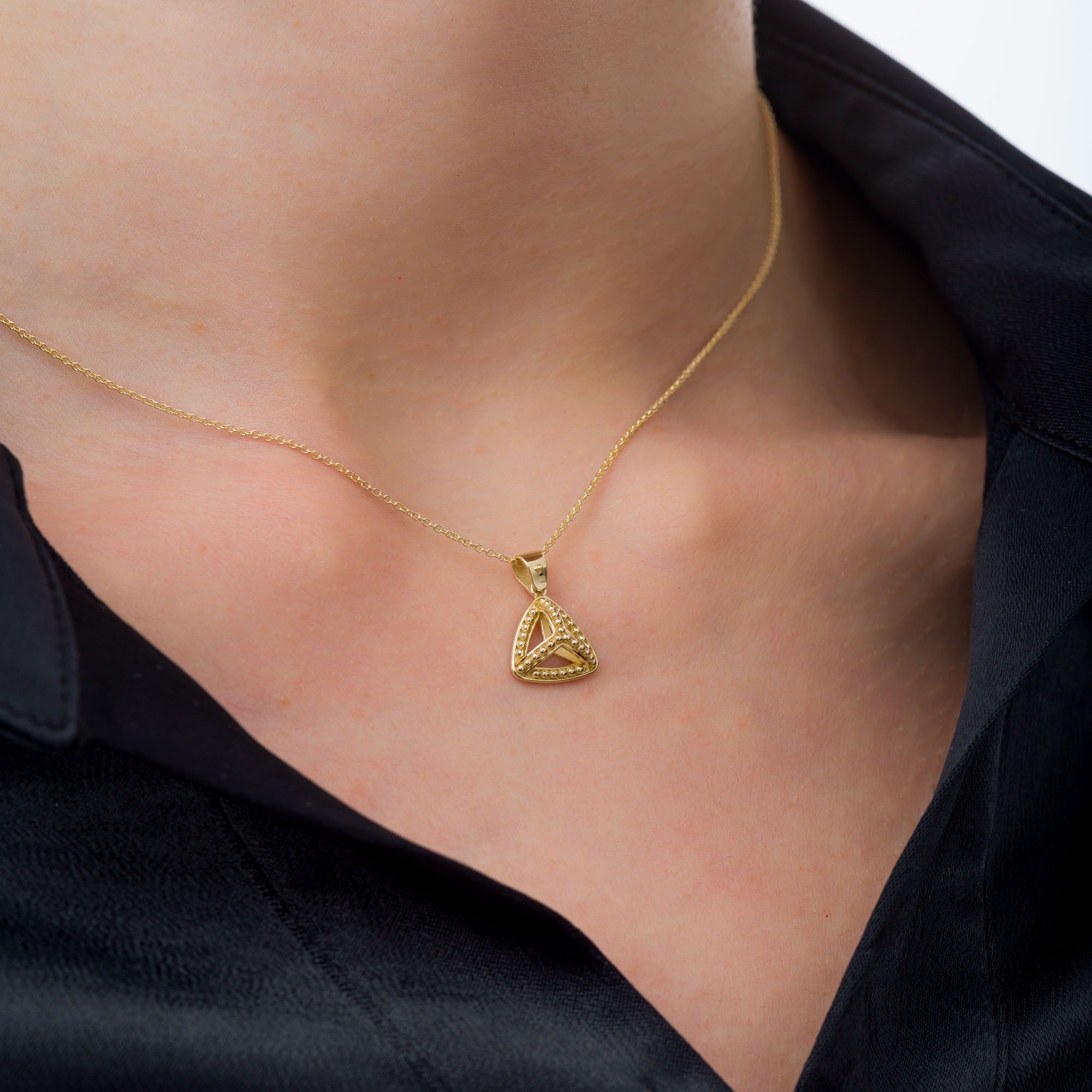 Pyramid Gold Pendant with Granulations Odysseus Jewelry