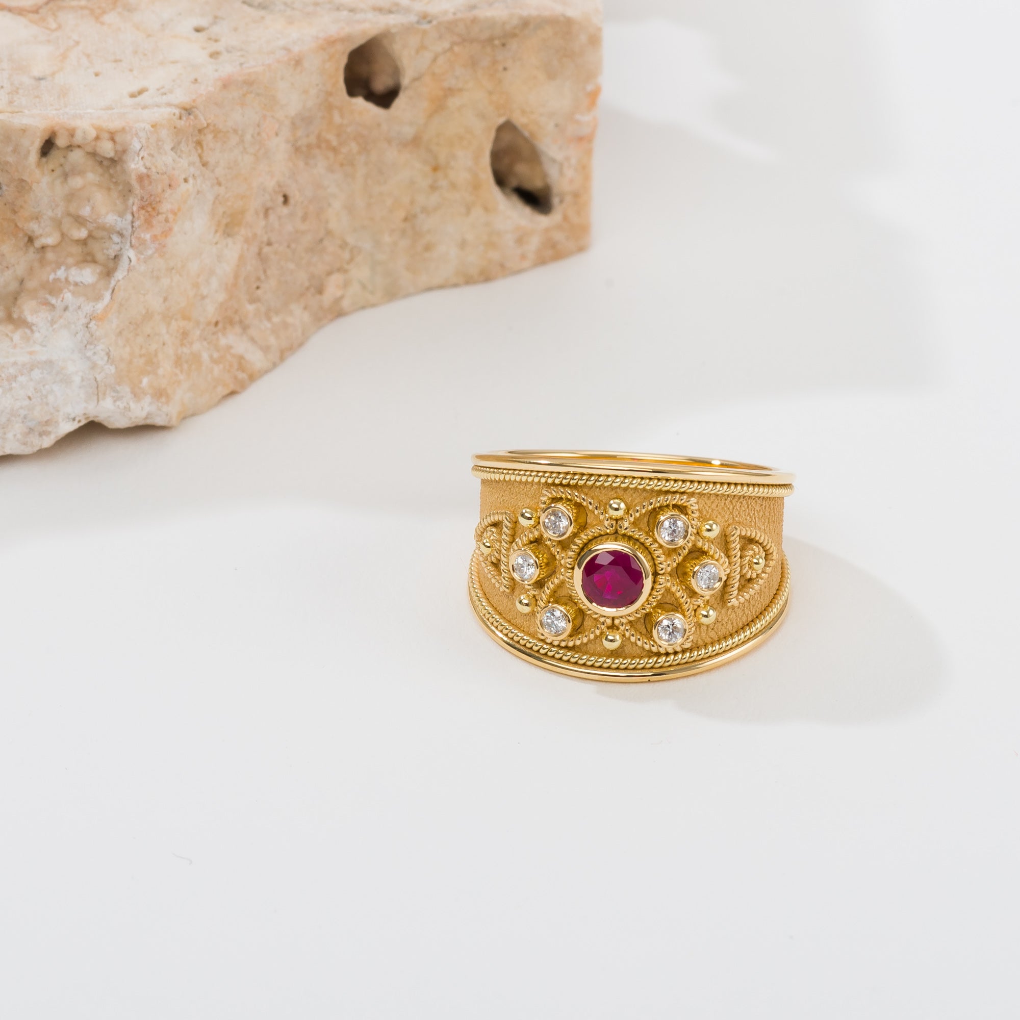 Burma Ruby Byzantine Ring Odysseus Jewelry