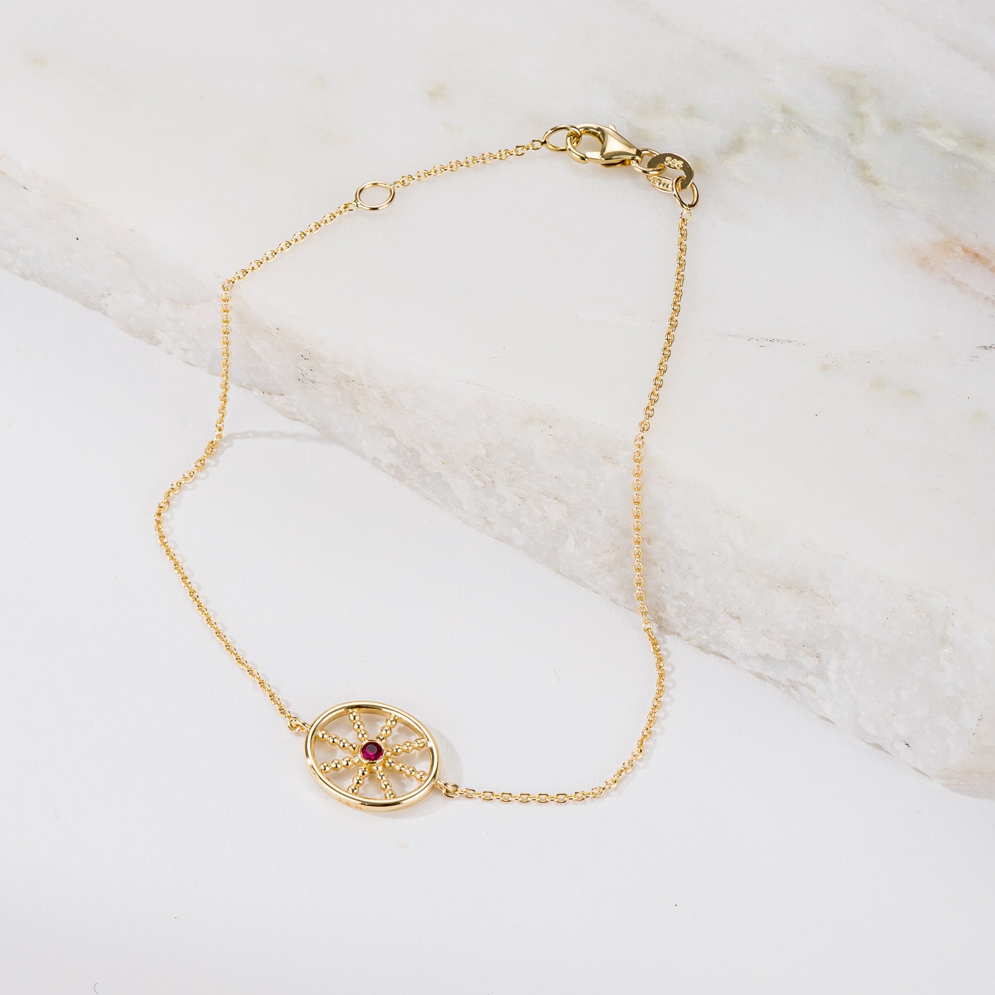 Granulation Gold Bracelet with Ruby Odysseus Jewelry