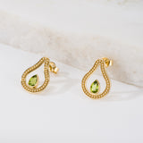 Pear Peridot Gold Byzantine Earrings Odysseus Jewelry