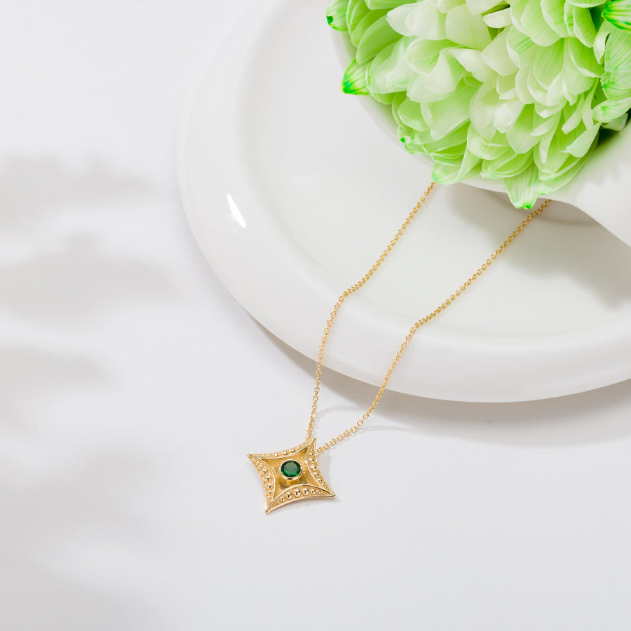 Tsavorite Byzantine Gold Pendant