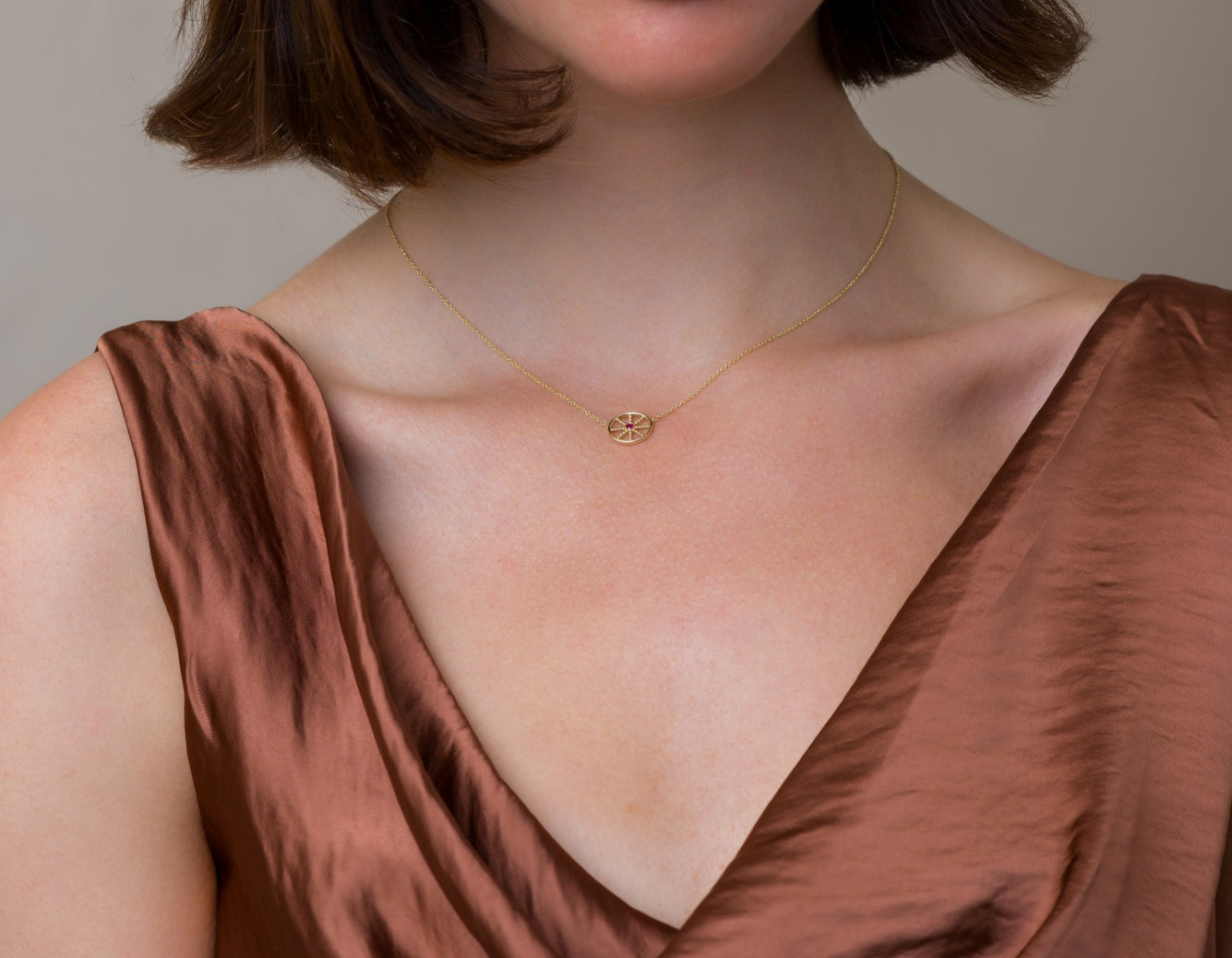 Granulation Gold Pendant with Ruby Odysseus Jewelry