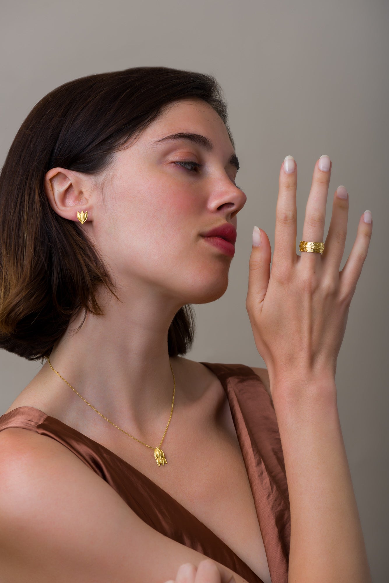 18K Byzantine Gold Laurel Ring Odysseus Jewelry