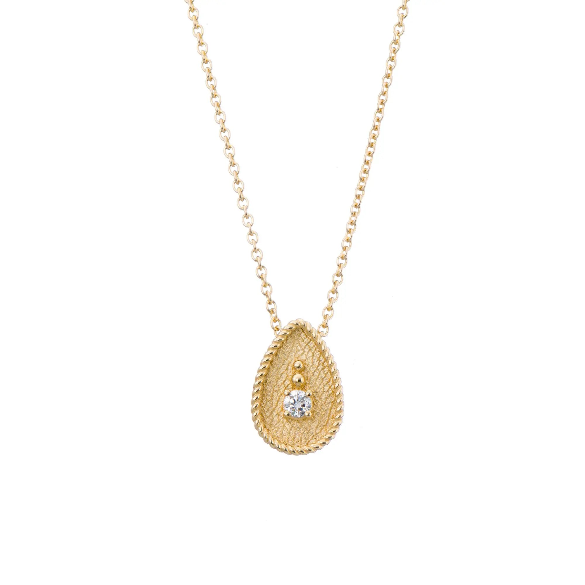 Gold Pear Pendant with Diamond Odysseus Jewelry
