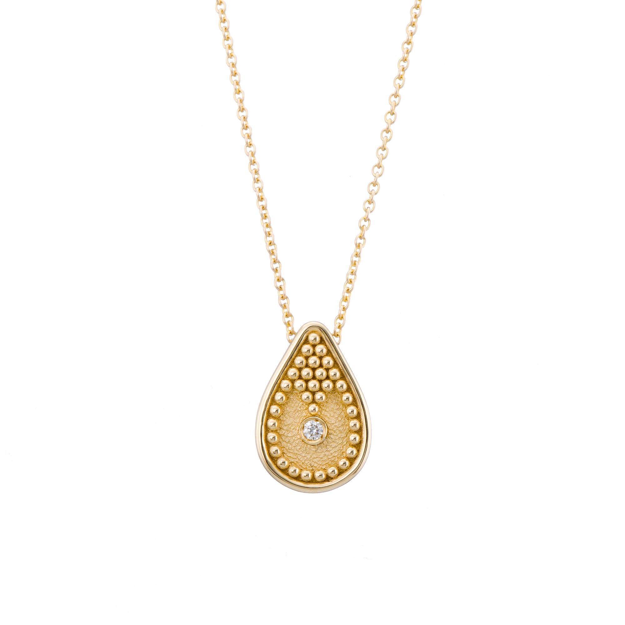 Diamond Byzantine Pear Gold Pendant Odysseus Jewelry