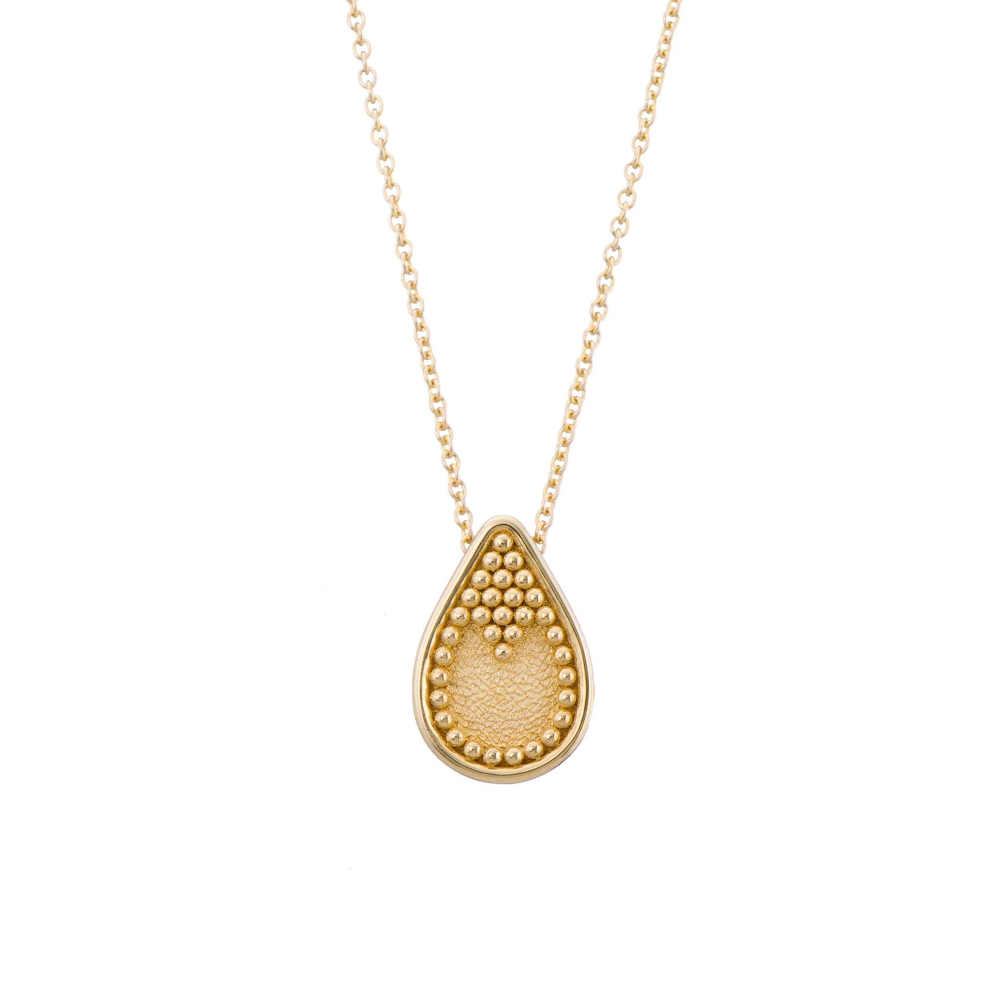 Pear Byzantine Gold Pendant with Granulations Odysseus Jewelry