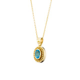 Gold Byzantine Pendant with Swiss Blue Topaz Odysseus Jewelry