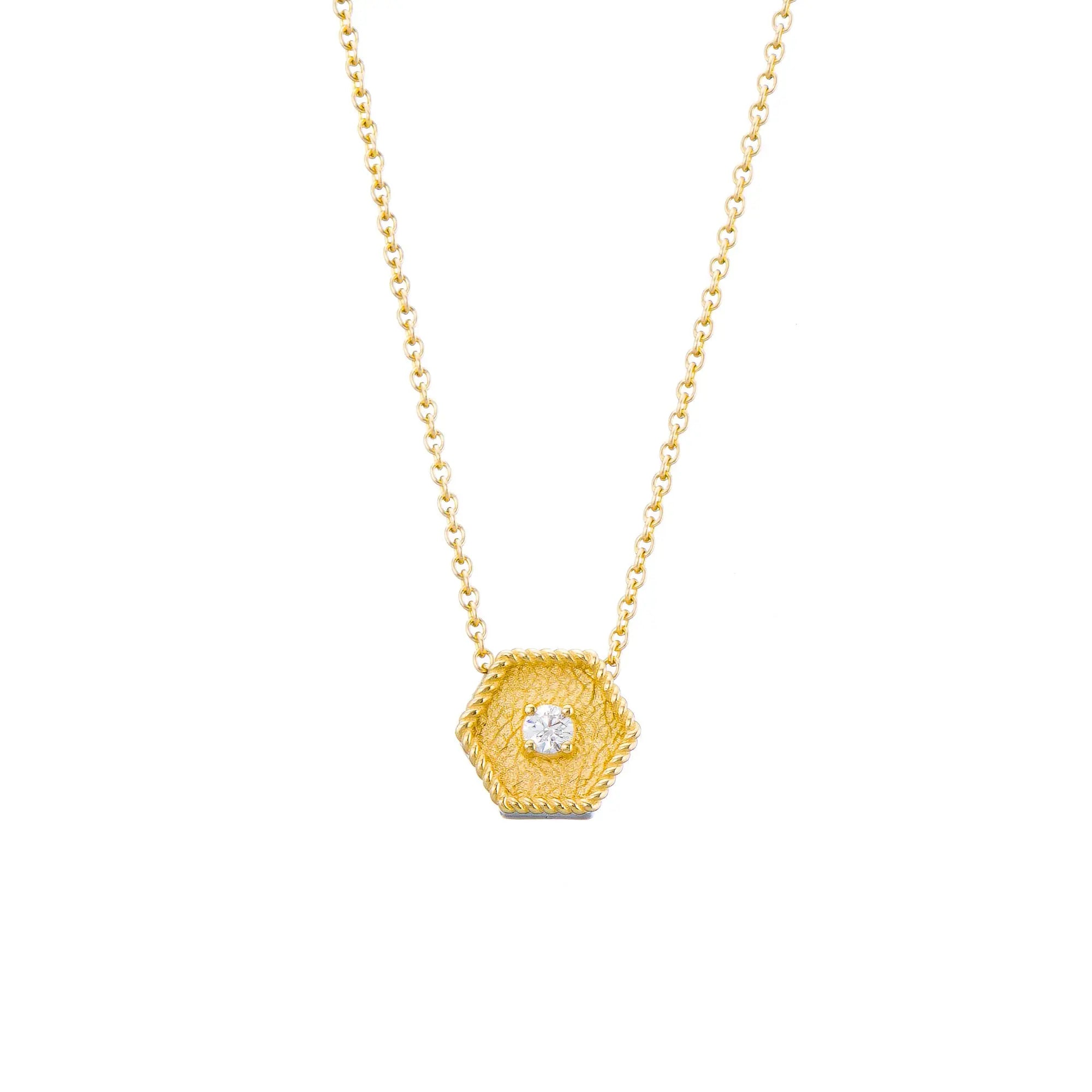 Gold Polygon Pendant with Diamond Odysseus Jewelry