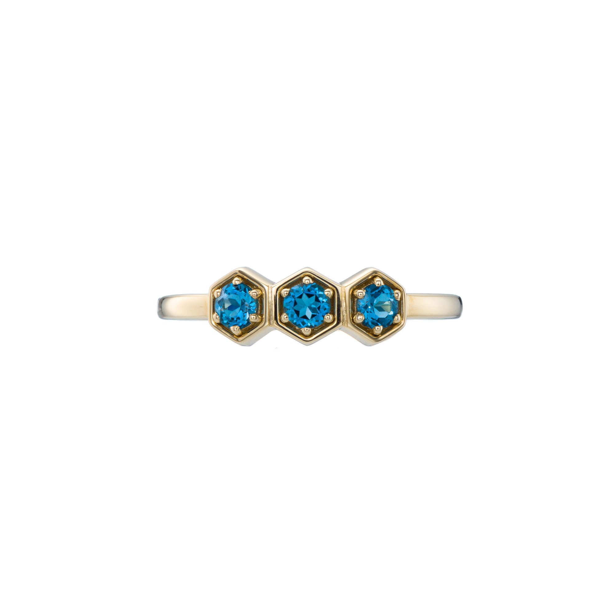 Gold Ring with London Topaz Honeycomb Odysseus Jewelry