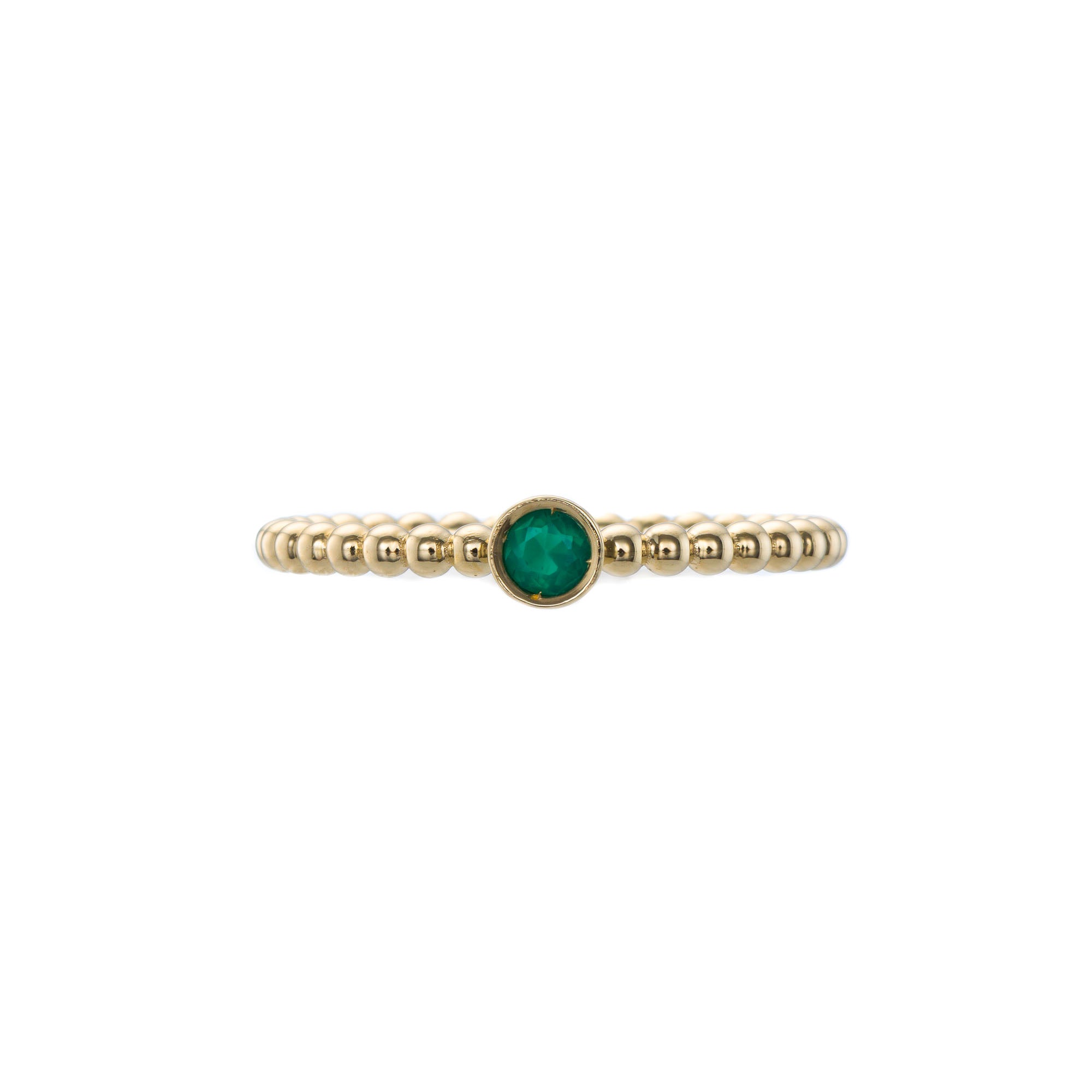 Dot Gold Ring with Round Green Agate Odysseus Jewelry