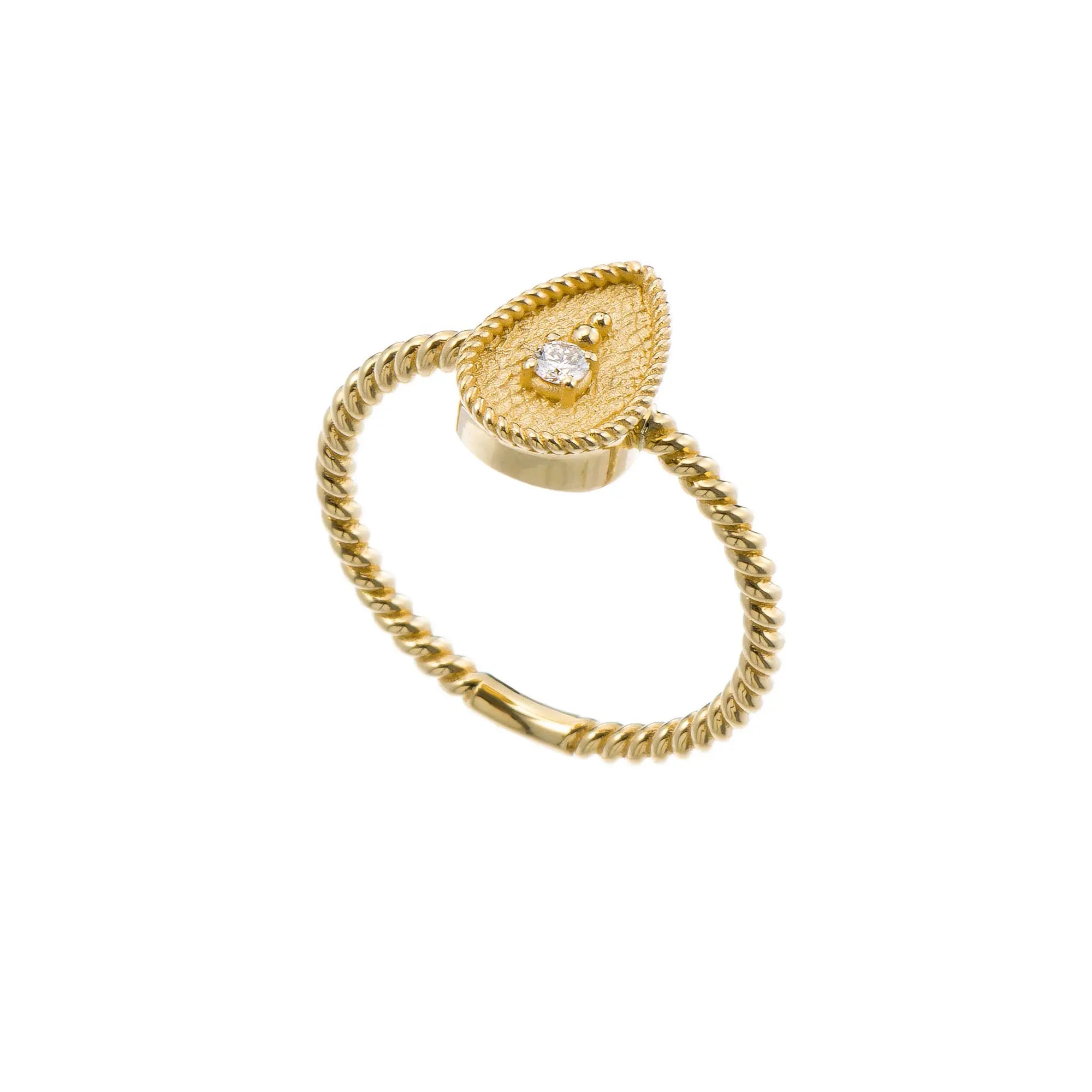 Diamond Gold Pear Ring Odysseus Jewelry