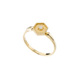 Gold Polygon Ring with Diamond