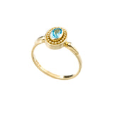 Swiss Blue Topaz Gold Byzantine Ring Odysseus Jewelry