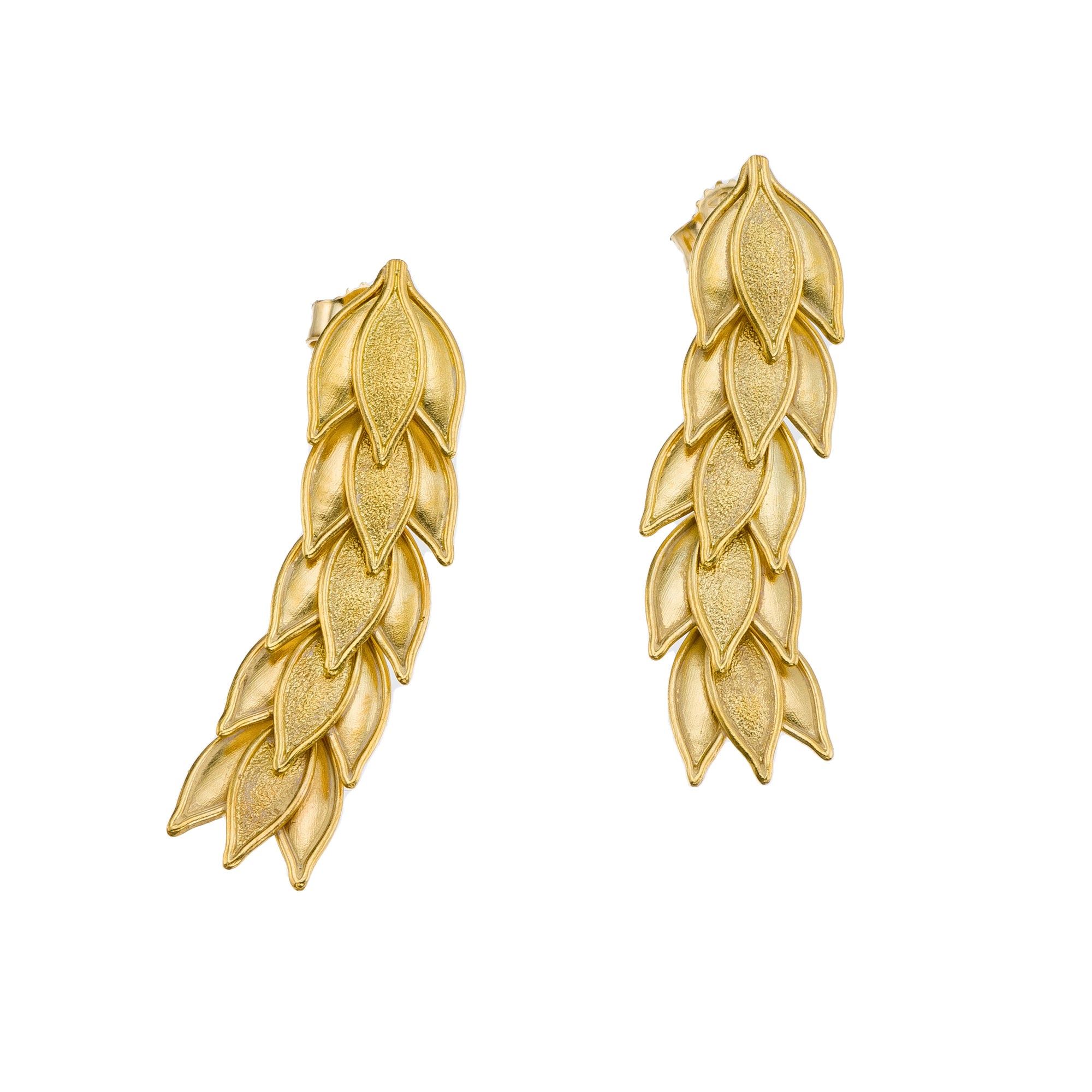 18K Byzantine Gold Laurel Earrings Odysseus Jewelry