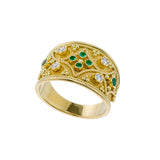 Gold Emerald Byzantine Ring Odysseus Jewelry