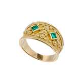 Gold Emerald Byzantine Ring Odysseus Jewelry