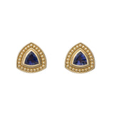 Trillion Iolite Byzantine Gold Earrings Odysseus Jewelry