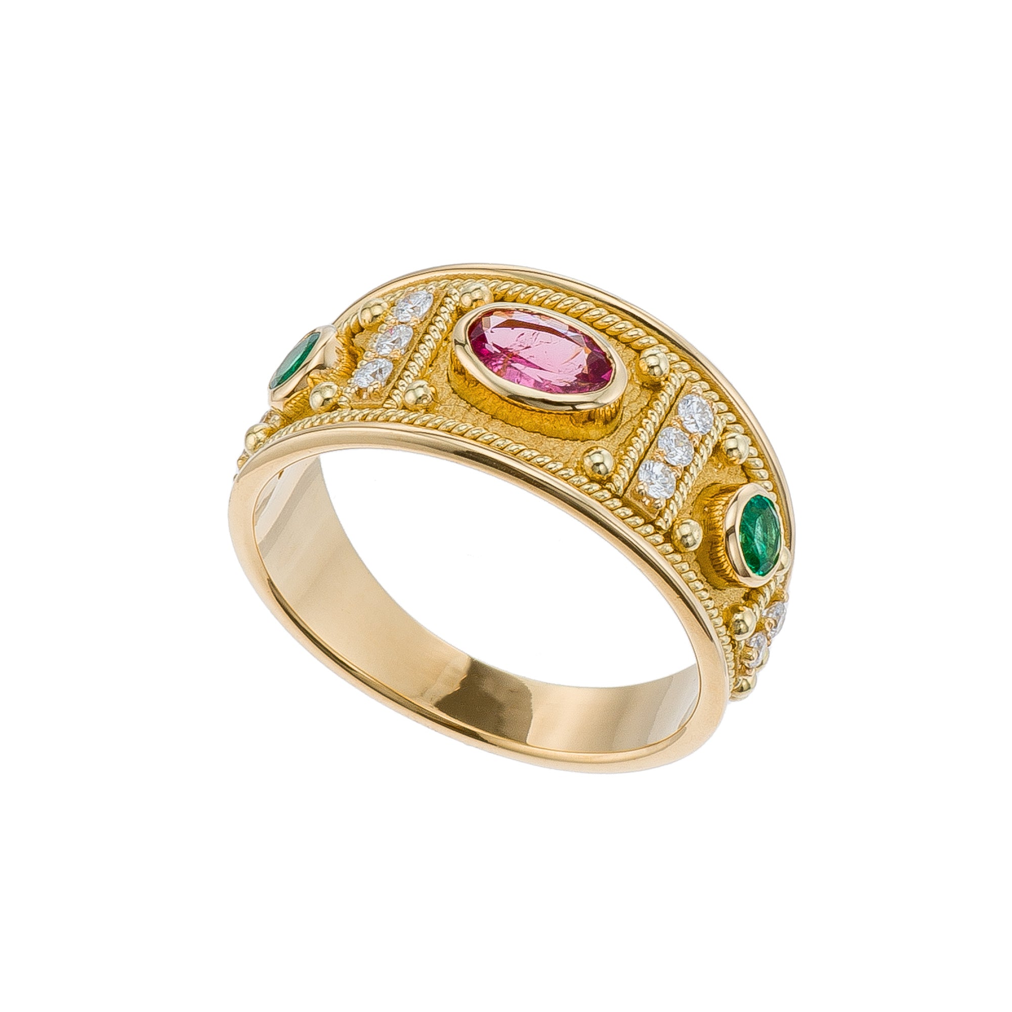 Gold Multi Color Byzantine Ring Odysseus Jewelry