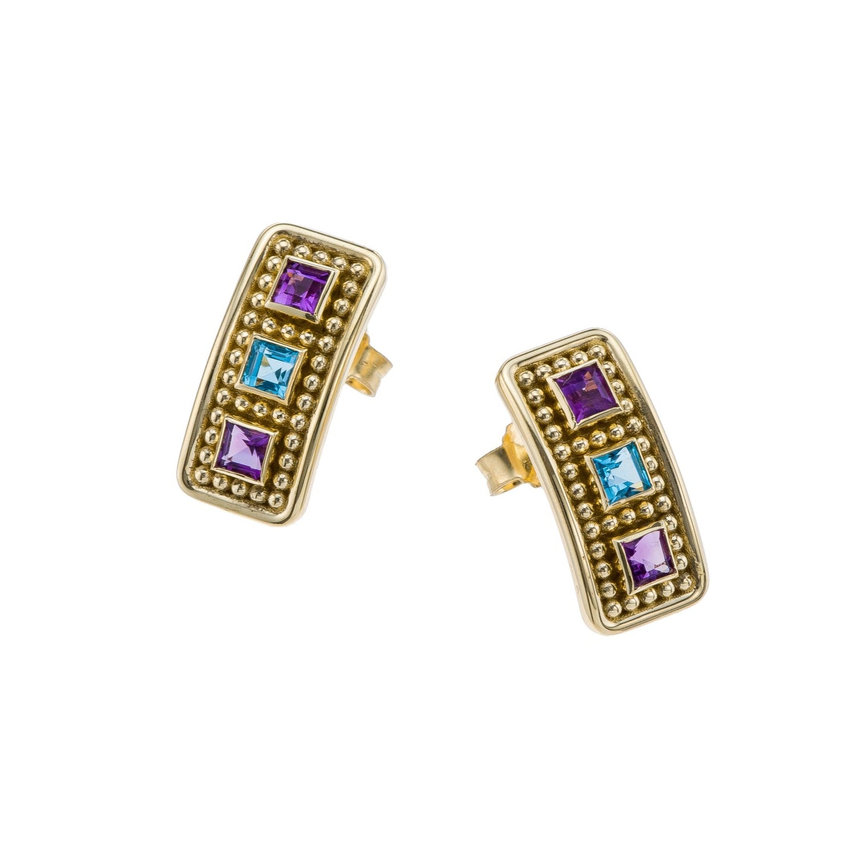 Gold Byzantine Gemstone Earrings Odysseus Jewelry