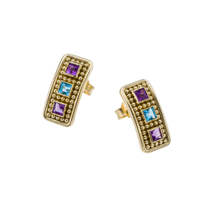 Gold Byzantine Gemstone Earrings