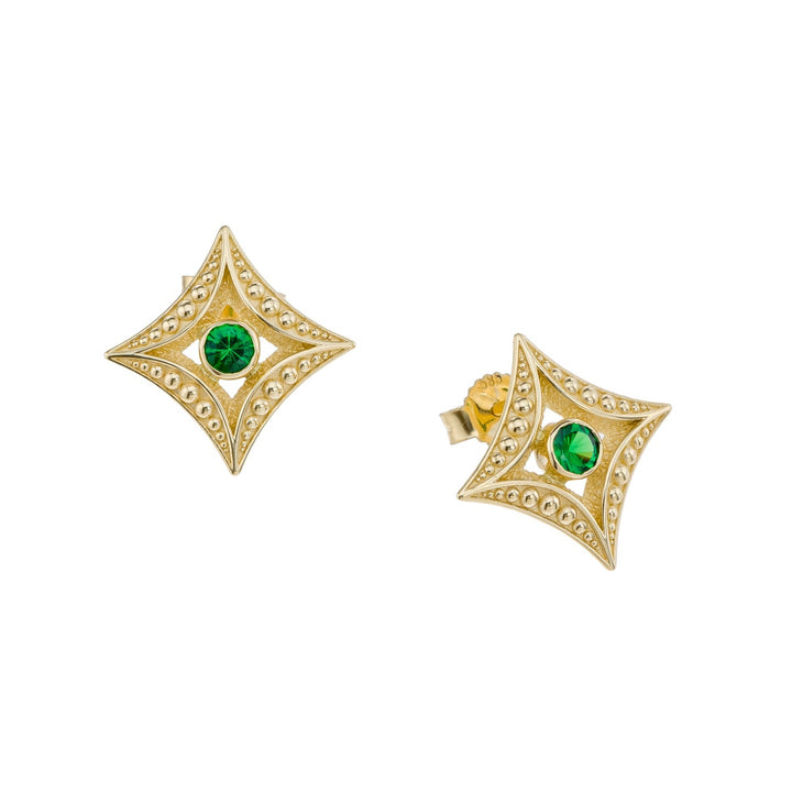 Tsavorite Byzantine Gold Earrings