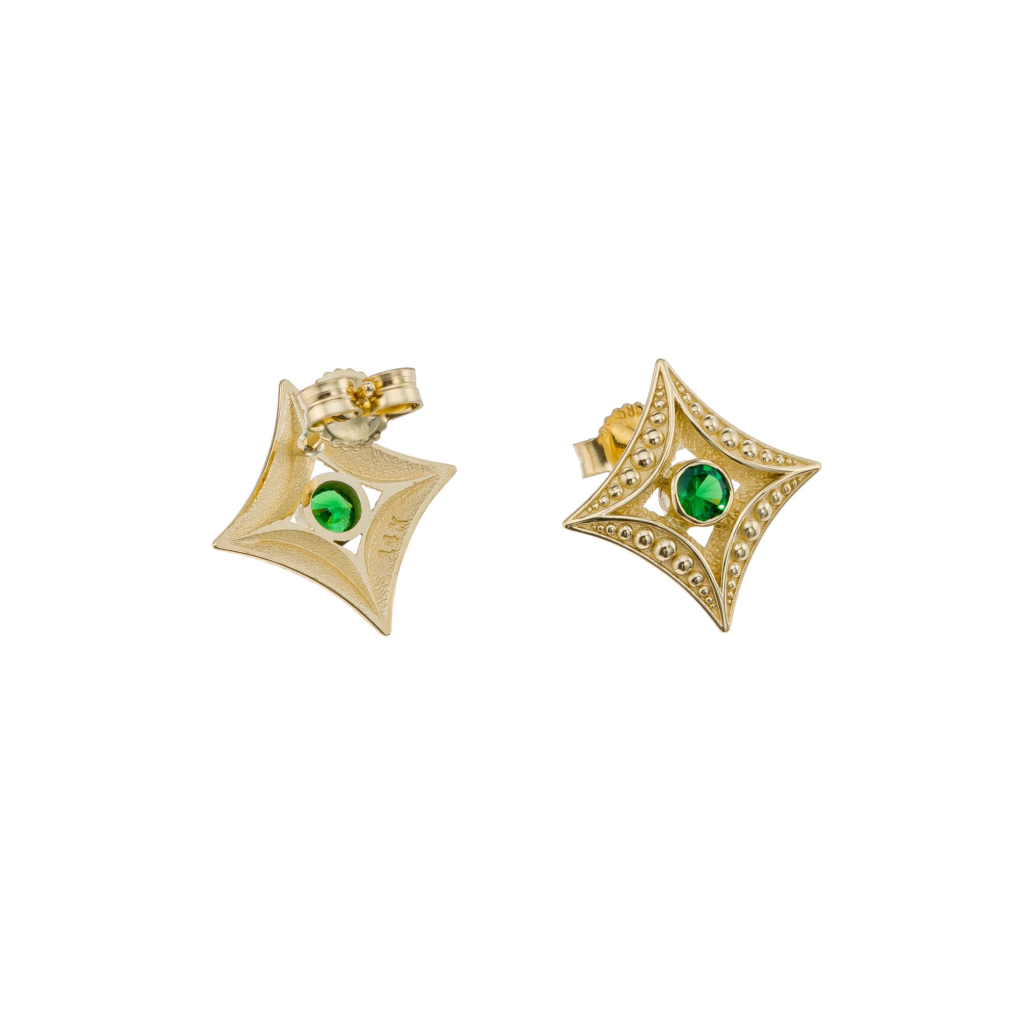 Tsavorite Byzantine Gold Earrings Odysseus Jewelry