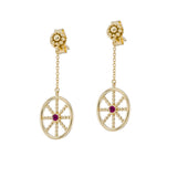 Granulation Gold Earrings with Ruby
