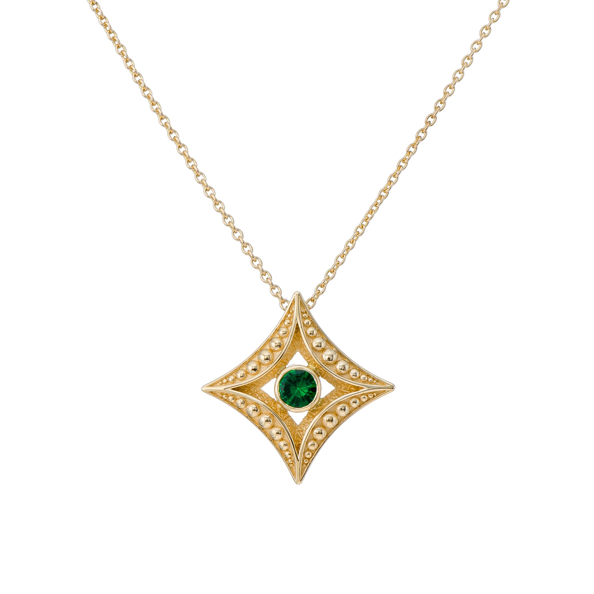 Tsavorite Byzantine Gold Pendant Odysseus Jewelry