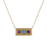 Gold Byzantine Pendant with Amethyst Swiss Topaz and Granulation