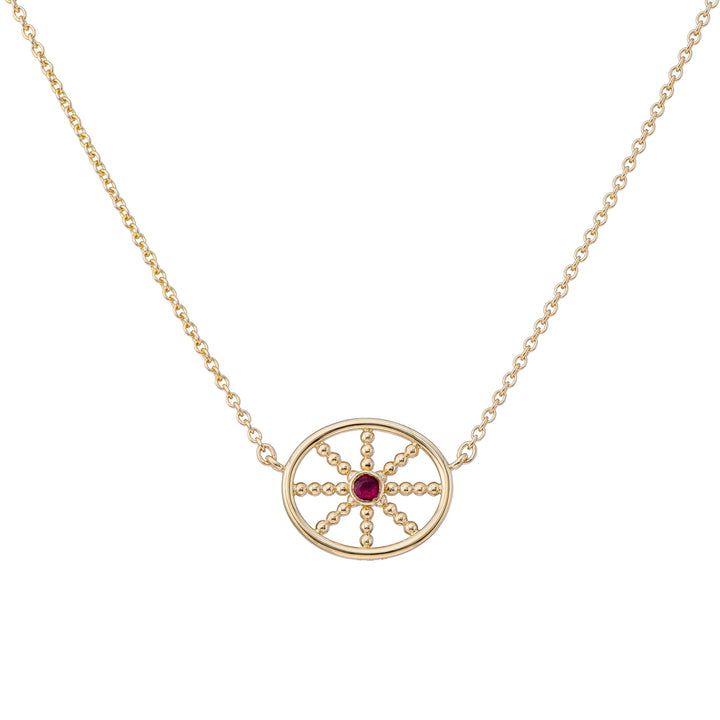 Granulation Gold Pendant with Ruby
