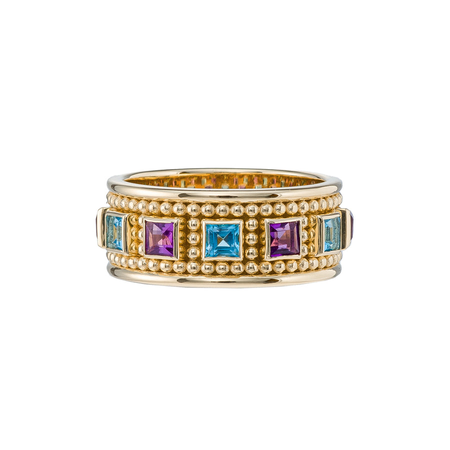 Gold Byzantine Granulation Gemstone Band Ring