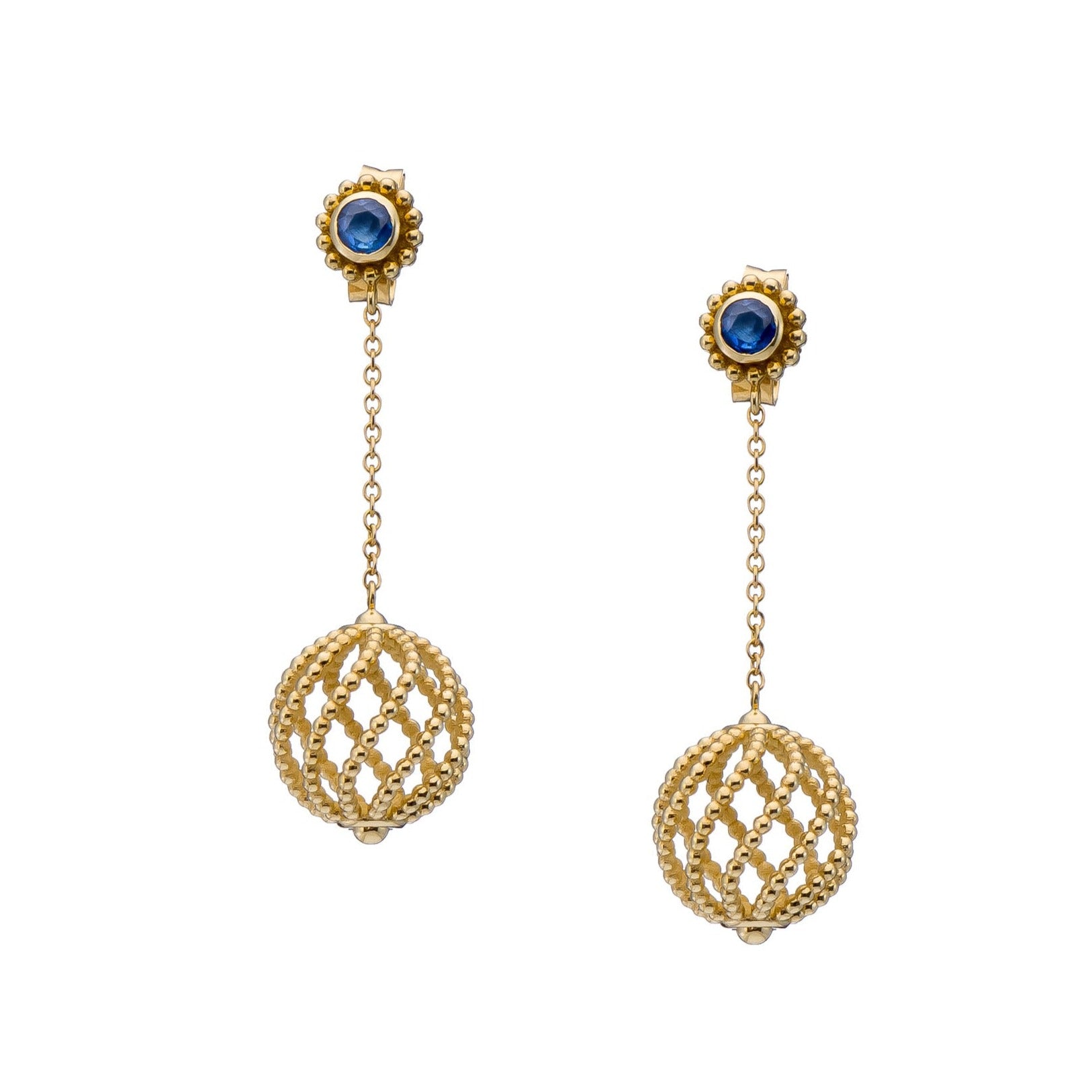 Drop Ball Gold Earrings Odysseus Jewelry