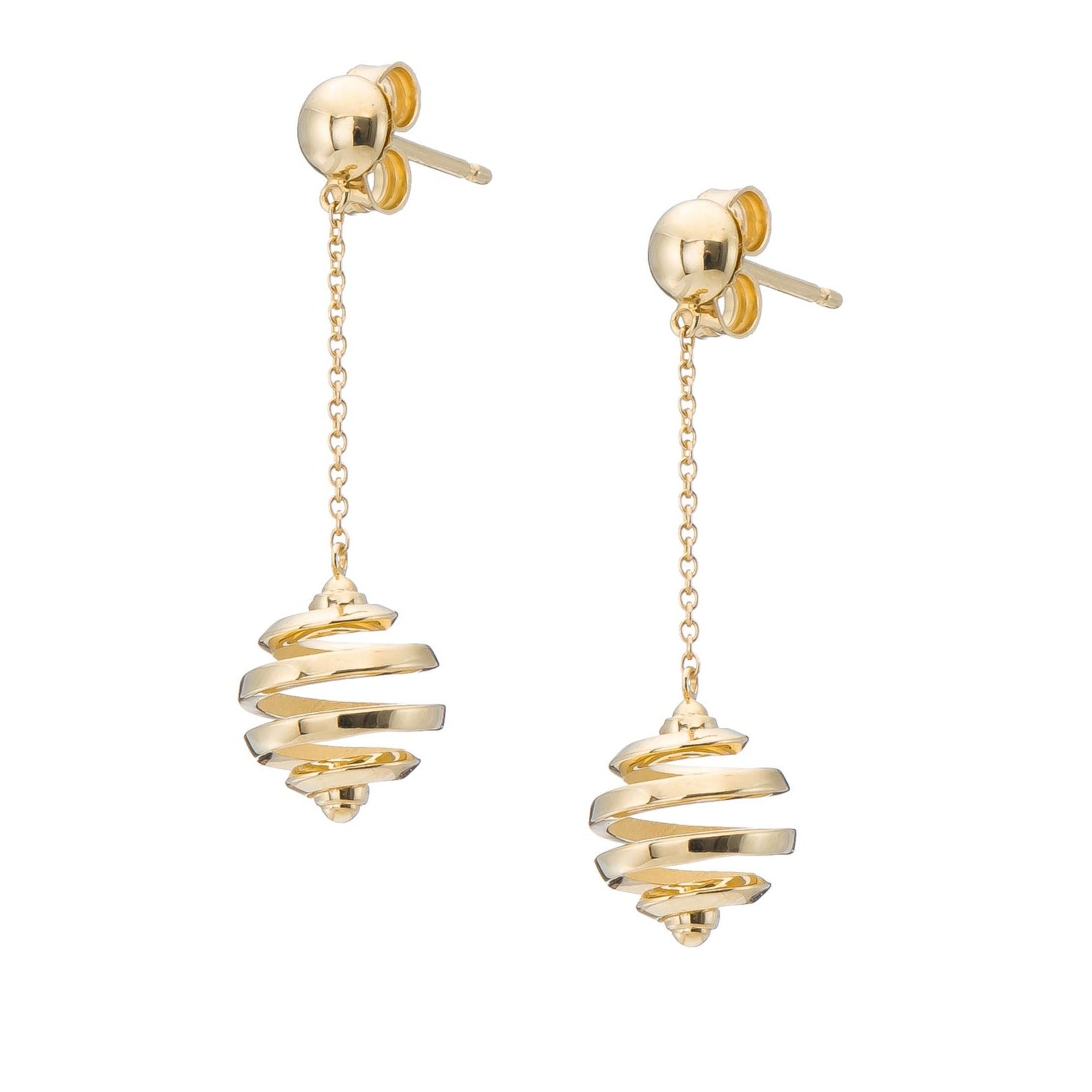 Serpentine Ball Gold Earrings Odysseus Jewelry