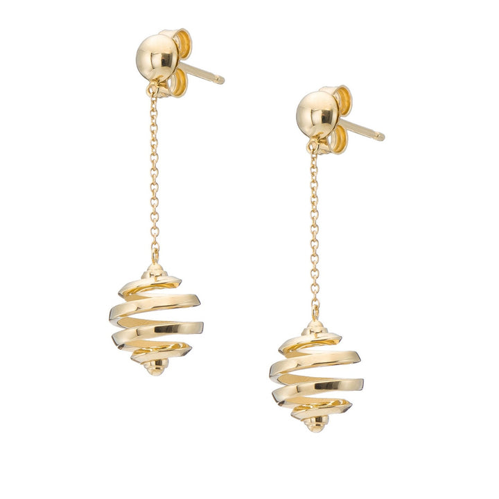 Serpentine Ball Gold Earrings
