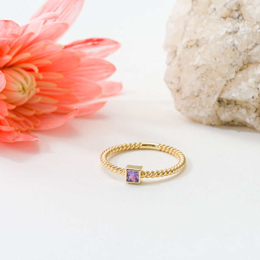 Gold Rope Sapphire Ring
