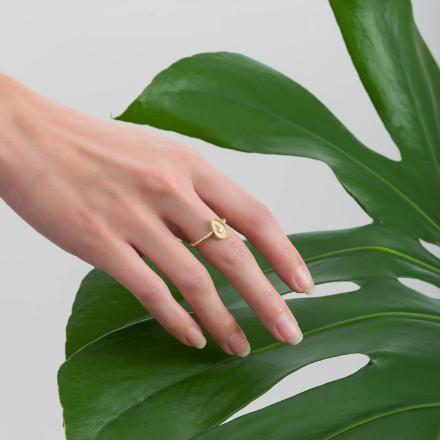 Diamond Gold Pear Ring