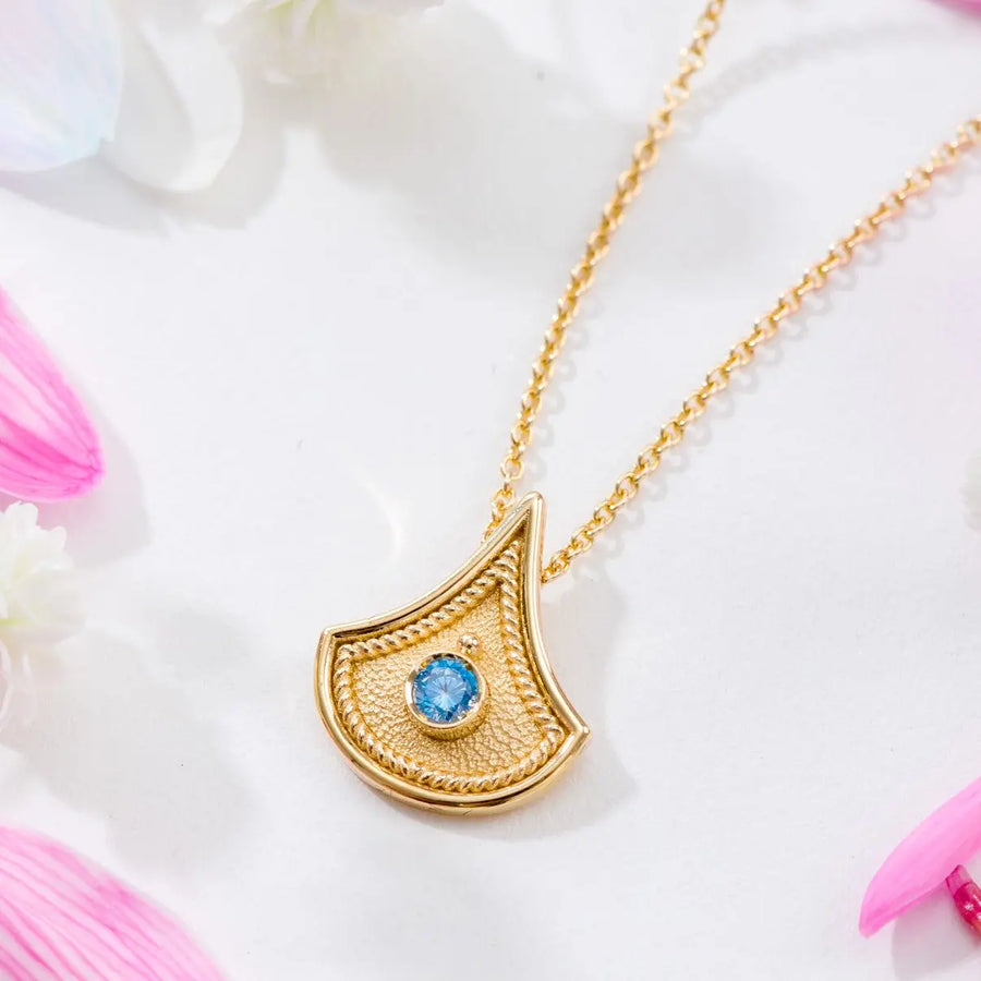 Swiss Topaz Byzantine Gold Pendant